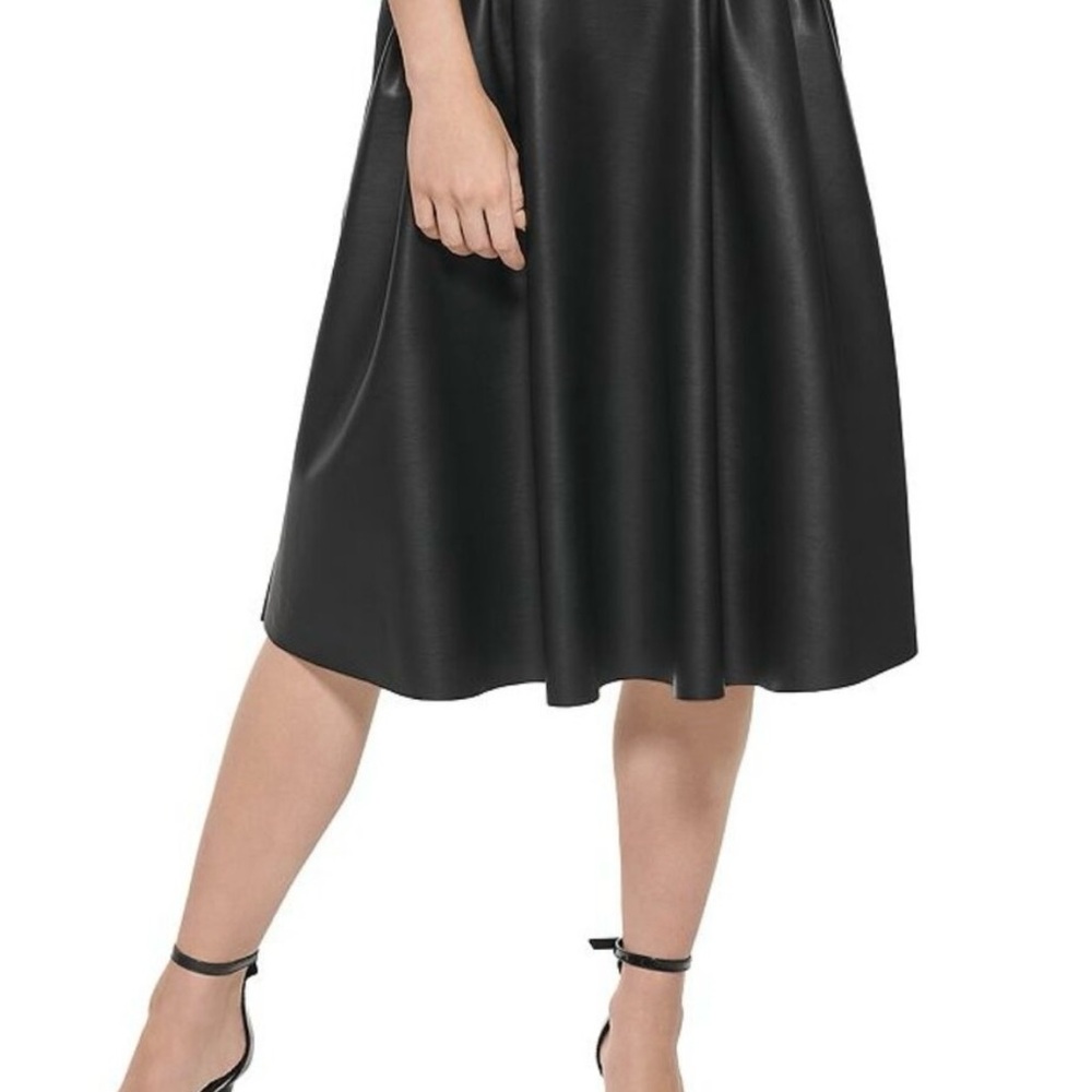 DKNY Faux Leather Black Skirt